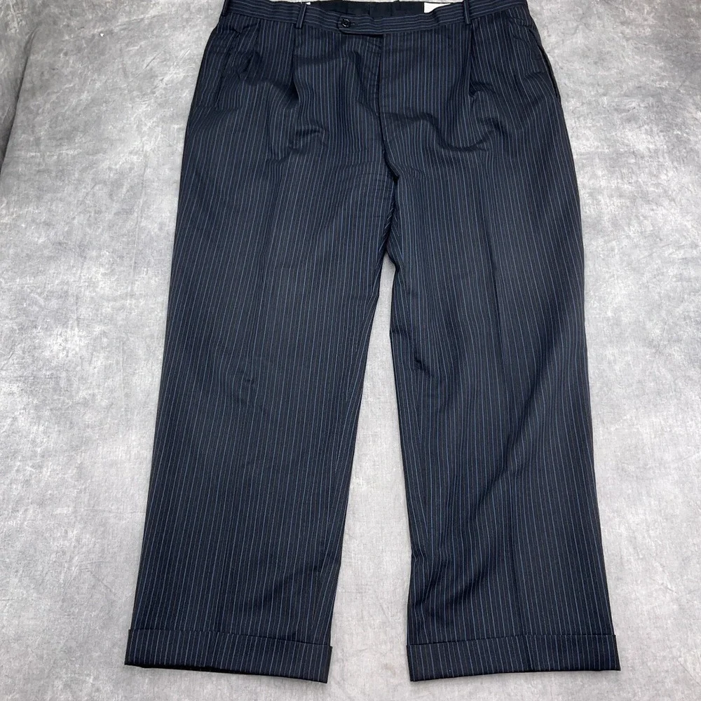 Joseph Scafidi Suit Men 44R Gray Blue Pinstripe Bespoke Classic Career Party 2pc